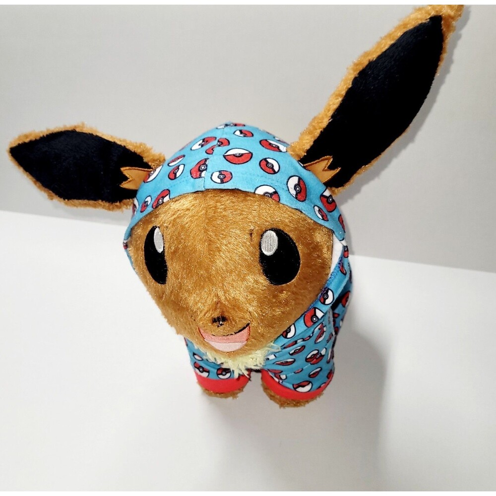 Build A Bear Workshop Pokemon Eevee w Sounds & Sleeper BAB Hoodie Exclusive EUC